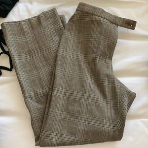 high waist brown plaid pants
